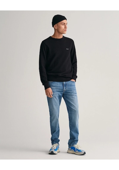 Gant Erkek Regular Fit Bisiklet Yaka Kazak-siyah Siyah