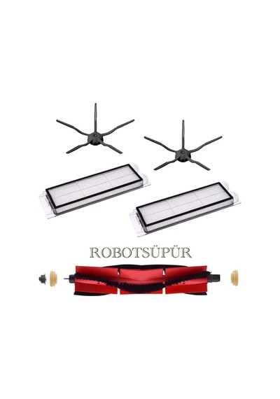 Roborock S6 Siyah Robot Süpürge Uyumlu 5 Li Yedek Parca Set