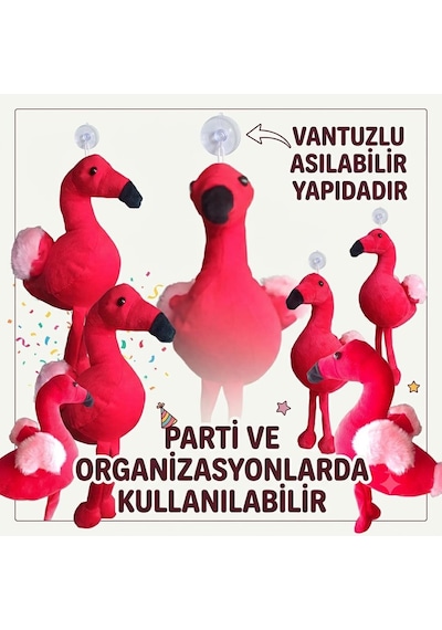 5 Adet Hawaii Flamingo Peluş Oyuncak 25 Cm Yumuşak Uyku Arkadaşı Parti Süsü Kampanya Paketi Set Kırmızı