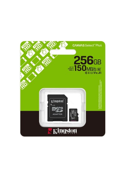 Kıngston 256gb Canvas Select Plus Gen3 Microsdxc Uhs-ı 150mb/s Cl10 Card + Adapt