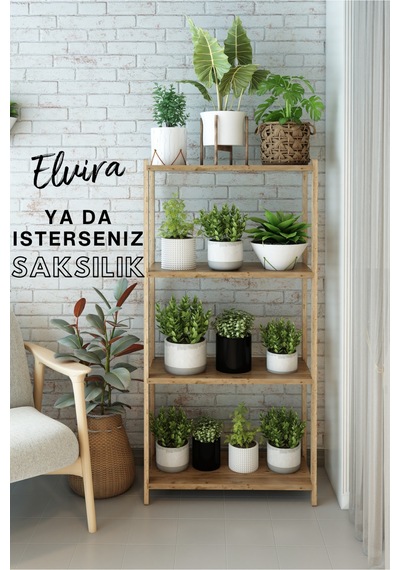 Fida Atlantik Çam Kitaplık 4 Raflı Ahşap Modern Kolay Montaj