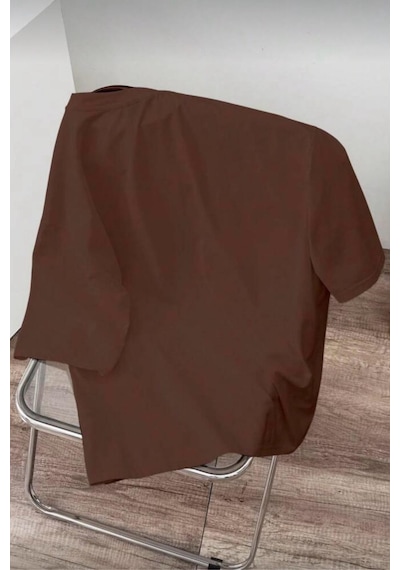 Cepte Panda Baskılı Oversize Unisex Pamuklu Tişört Battal Büyük Beden Tshirt Kahve