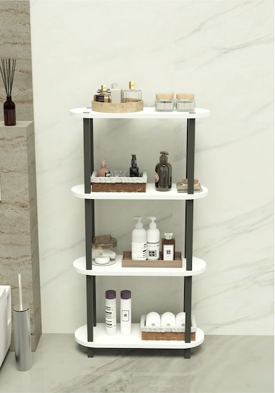 Soft 4 Katlı Banyo Düzenleyici Çok Raflı Banyo Organizeri Çok Amaçlı Banyo Düzenleyici - Beyaz Beyaz
