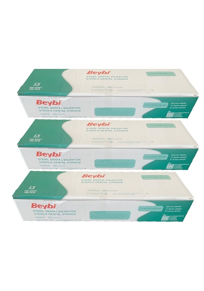Beybi Steril Dental Enjektör 2.5ml 0.40 50 Mm 100 Adet 3 Kutu