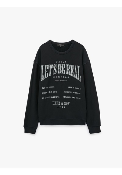 Koton Üç İplik Pamuklu Uzun Kollu Bisiklet Yaka Oversize Baskılı Sweatshirt Lacivert 7wam70204mk Koton Üç İplik Pamuklu Uzun Kollu Bisiklet Yaka Oversize Baskılı Sweatshirt Lacivert 7wam70204mk