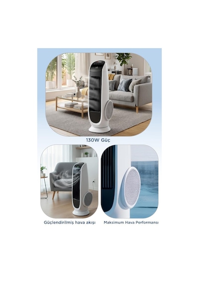 Torima TF001 130 W Vantilatör Kule Tipi Uzaktan Kumandalı Dijital Göstergeli Elektrikli Fan