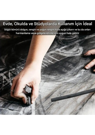 Eskiz Çizimi Ve Tonlama, Kara Kalem, Doğal Söğüt Kömürü Çubukları 7/9mm-25 Adet