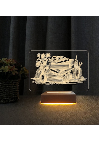 Kitap Seti Tasarımlı 3d Led Masa Lambası Öğretmenler Günü Hediyesi Lamba