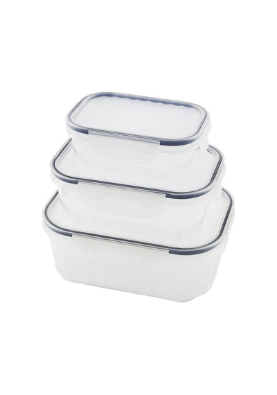 3pcs Quick Sızdırmaz Saklama Kabı Seti Şeffaf Kap - Buğulu-contalı Kapak 500-1000-1700ml 5047 Altın