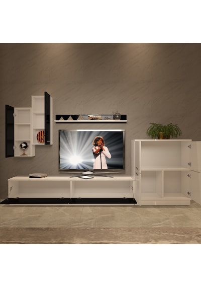 Decoraktiv Eko 6b Slm Dvd Tv Ünitesi Tv Sehpası Beyaz - Siyah