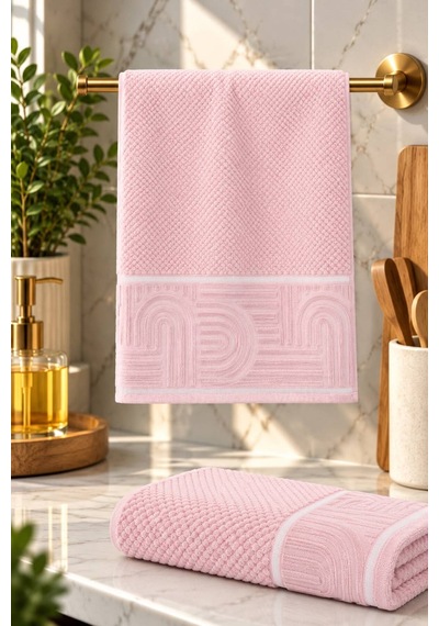 Yumuşacık Jakarlı Sıkı Doku Mutfak Havlusu %100 Organik Pamuk Lüx Dokuma Pembe - 945175533 Pembe