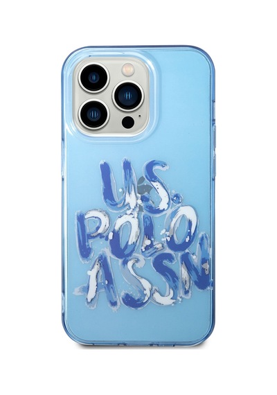 Apple Uyumlu iPhone 14 Pro Max Kılıf U.s. Polo Assn. Renkli Grafiti Baskılı Dizayn Kapak Mavi
