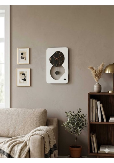 Nairobi Ledli Ahşap Salon Duvar Saati Quartz Ultra Sessiz Mekanizma 55 Cm X 34 Cm Beyaz