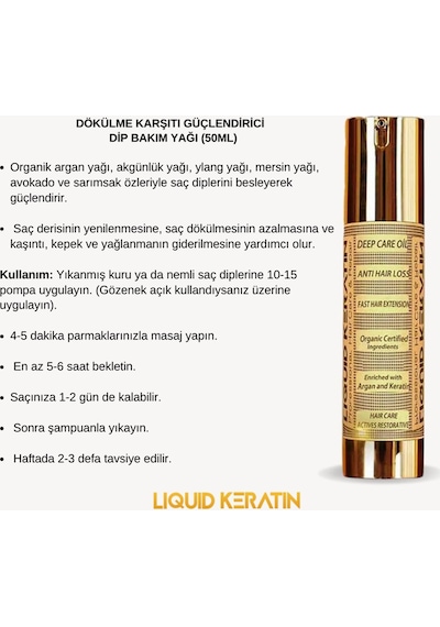 Dökülme Önleyici Saç Güçlendirici Doğal Keratin Dip Bakım Yağı 50ml