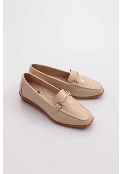 Dgn 3102 Kadin Aksesuarli Loafer Ayakkabi Vizon Rugan