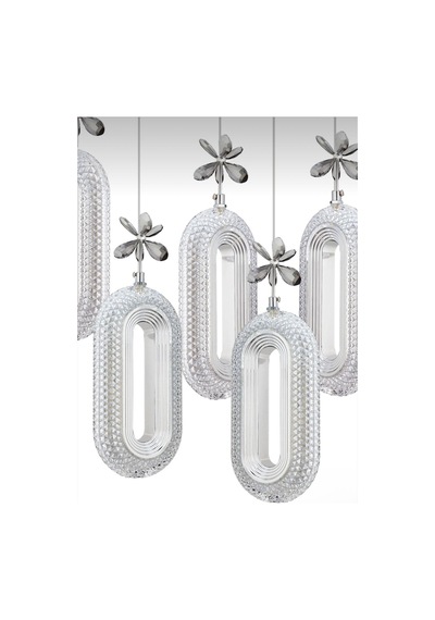 LumiaLighting Eclipse Model 5"li Gümüş Kumandalı 3 Renk Modu Yemek Masası Oturma Çocuk Yatak Odası Modern Ledli Avize