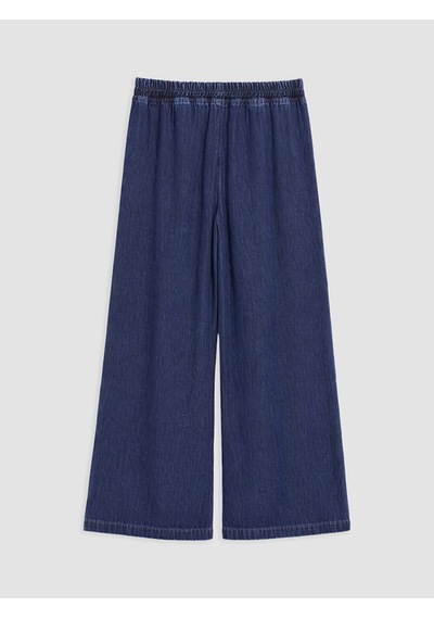 Lcwaıkıkı Petite Lacivert Beli Lastikli Wideleg Kadın Jean Pantolon