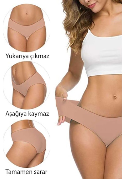2 Adet Kadın Dikişsiz Lazer Kesim Esnek İz Yapmayan Külot S6 Diğer