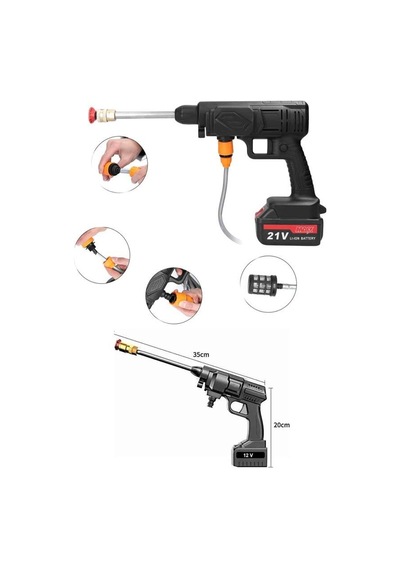 Akülü Yüksek Basınçlı Yıkama Makinesi 21v 1,7 Mpa 3,2 L/dk Li-ıon Mh-hs5708-1939