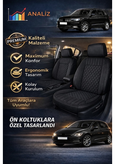 Skoda Scala 2019 Ve Sonrası Uyumlu Eren Daimond Siyah 2'li Minder Seti