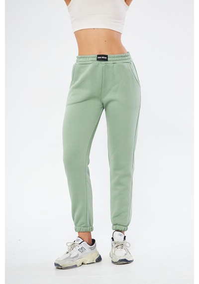 Lesa Wear Yüksel Bel Jogger Şardonlu Eşofman Altı Paçası Lastikli Çağla