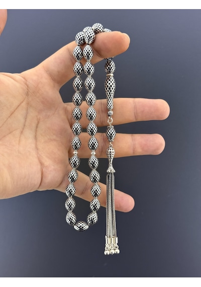 Muri Tesbih 50,8 Gr Gümüş Tesbih Beyzi Kesim 8,50x11,50