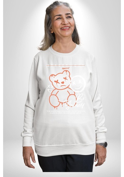 Yükseliş İçin Kendin Ol Unisex Beyaz Sweatshirt Beyaz