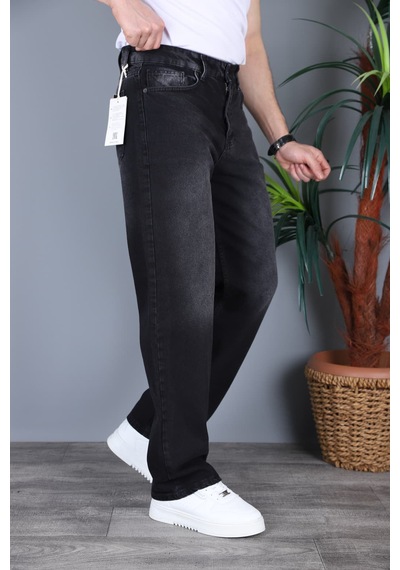 Felvıno Erkek Yıkamalı Baggy Bol Kesim Kot Pantolon Siyah