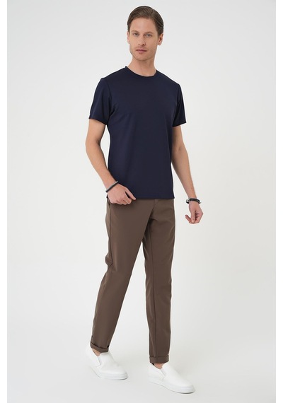 Efor Comfort Fit Bisiklet Yaka Esnek Pamuk Casual Koyu Lacivert Tişört Ts 885 Lacivert