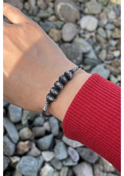 Kazzaze Kazaziye Örme Beş Top Detaylı Şık ve Otantik Bileklik