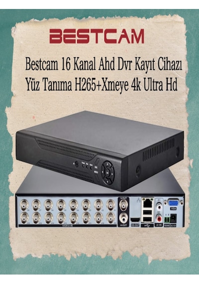 16 Kanal Ahd Dvr Kayıt Cihazı Yüz Tanıma H265+ Xmeye 4k Ultra Hd