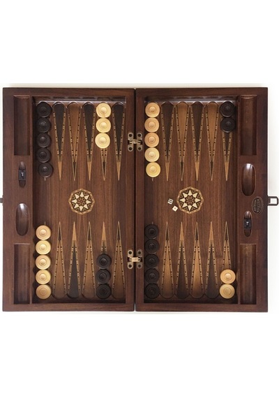 Helena Wood Art Smarty Carved Oymalı Tavla Koyu Ceviz