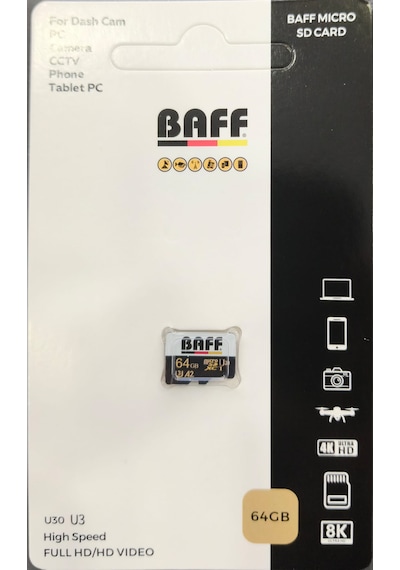 Baff 128gb Micro Sdxc Hafıza Kartı - 4k Video Kayıt Destekli U3 A2 V30 Kamera, Güvenlik Kamerası Ve Araç İçi Kamera Kartı