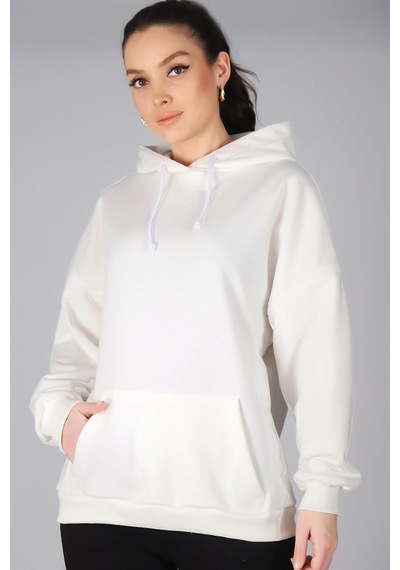 Sweetness Kadın Beyaz Kapüşonlu Sweatshirt Beyaz
