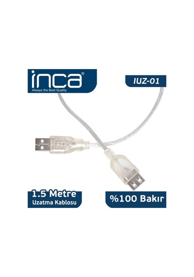 INCA IUZ-01 USB-USB UZATMA KABLO+ASKILI(1.5MT)