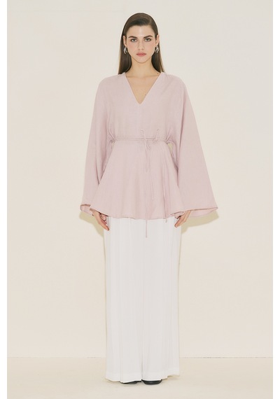 Manuka %100 Keten Volümlü Tunik Pembe Ss26tnk00002-78 Pembe