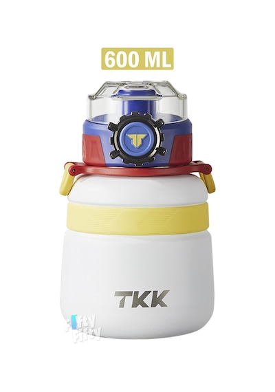Tkk 600 Ml Çelik Su Matarası Çift Kullanım Pipetli/rahat İçim 12 Saat Sıcak/24 Saat Soğuk Termos -2029-600ml Beyaz