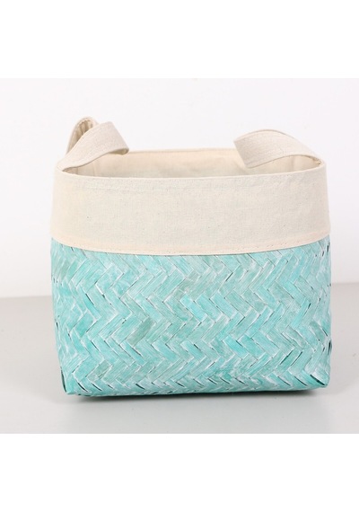 Humi 36x36x28 Cm Doğal Bambu L Sepet Mavi