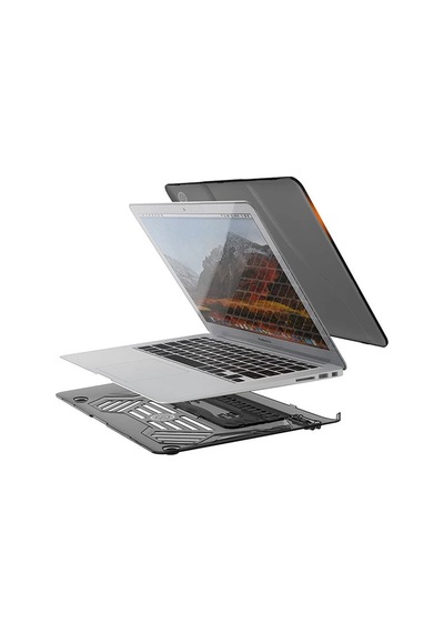 Ally Macbook Air 13 2018 A1932 Portatif Alt Üst Kılıf+çanta- 5775 Gri