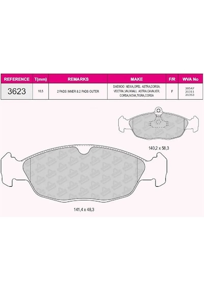 Fren Balatası Ön Opel 1.4-1.6-1.7 Corsa A-b-astra 95- 20547