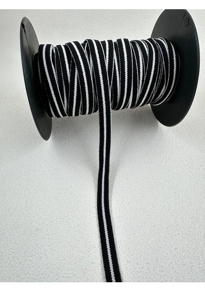 1 Cm Çizgili Dokuma Lastik-5 Metre- Siyah/beyaz