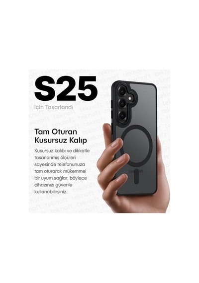 Galaxy S25 İçin Symple Serisi Magsafe İle Uyumlu Metal Alaşım Lens Çerçeveli Ve Metal Tuş Takımlı Ultra Güçlü Darbeye Dayanıklı Yumuşak Silikon Mat Kılıf 50 x 22
