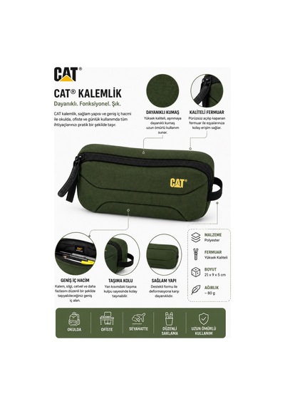 Caterpillar 013u101167 Kalemlik Şık Ve Kullanışlı Kalem Çantası Yeşil
