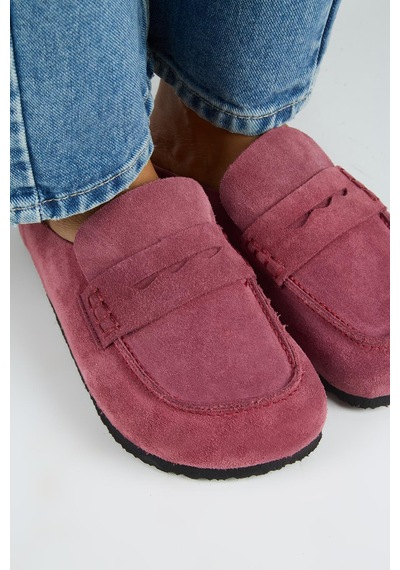 Manijero Ziva 2 Kadın Hakiki Deri Loafer Sabo Vişne Terlik Bordo