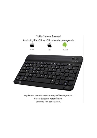 Mini Bluetooth Şarjlı Ve Pilli Slim Rubber Kablosuz Klavye