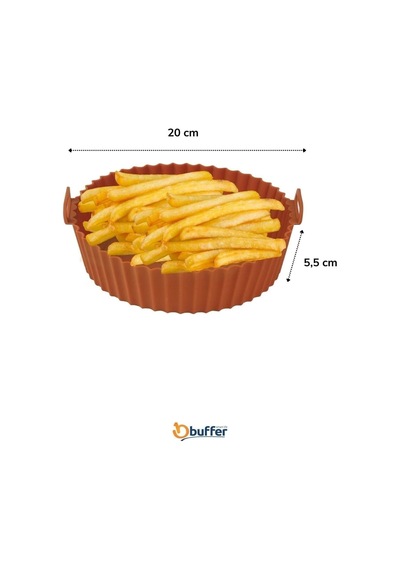 Yıkanılabilir Silikon Fırın Airfryer Yuvarlak Model Pişirme Matı Vizon Ve Gri 20 Cm Diğer