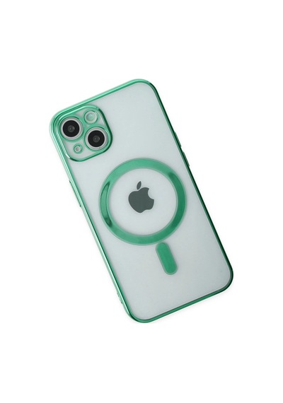 Newface Apple iPhone Uyumlu 14 Plus Kılıf Magneticsafe Lazer Silikon - Semeglbl - 92 Haki Yeşil