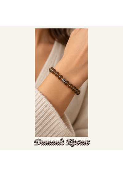 Dumanlı Kuvars Taşı Bileklik 8 Mm, Unisex, Elastik Çok Renkli