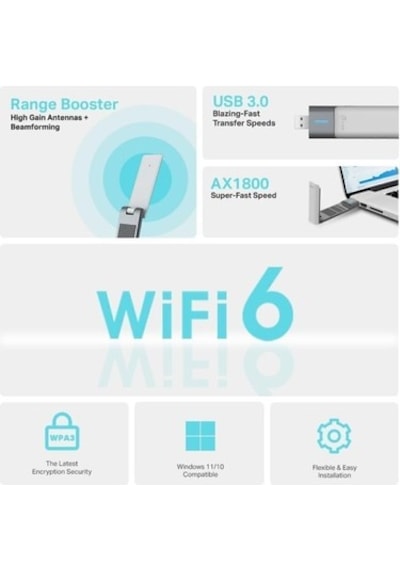 1800 Mbps Wifi 6 Kablosuz Usb Adaptör, Yüksek Hızda Bağlantı