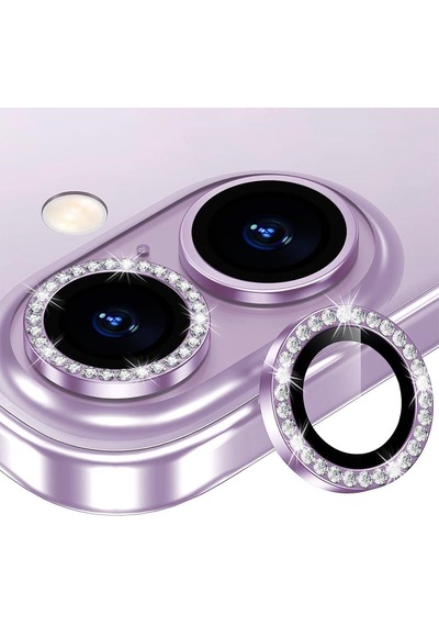 İphone Uyumlu Prolens Elmas Taş Çerçeveli Kamera Lens Koruyucu Hd Netlik, Çizilmez Alumina Silikat Temperli Cam, Bireysel Kamera Lens Kapağı Mor, İphone 16/16 Plus